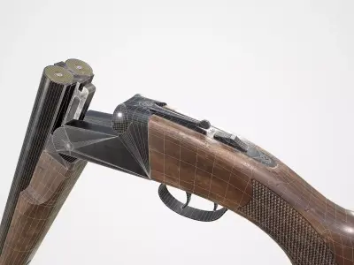 Generic double barrel shotgun  Low-poly 3D model