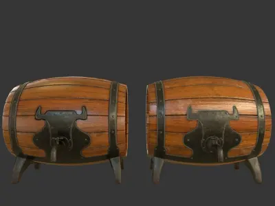 Drinking Barrel Low-poly 3D model