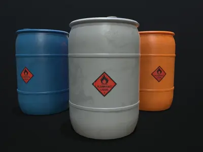 Plastic  Barrel Game-ready Low-poly 3D model