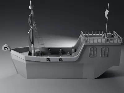 Pirate Ship Low-poly 3D model 9