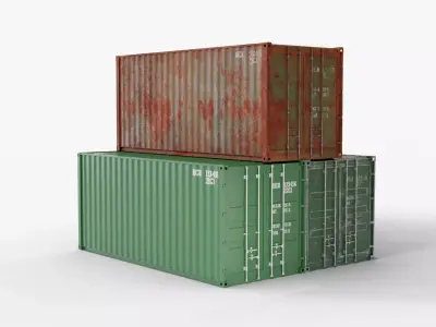 20Ft Cargo Containers - Green 3D Model Pack