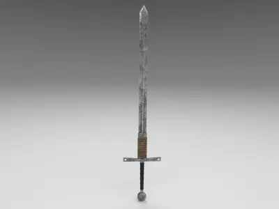Medieval two-handed sword Low-poly 3D model