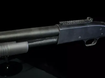 PBR - M590 Pump Action Shotgun Woodstock - Game-Ready 3D Asset Low-poly 3D model