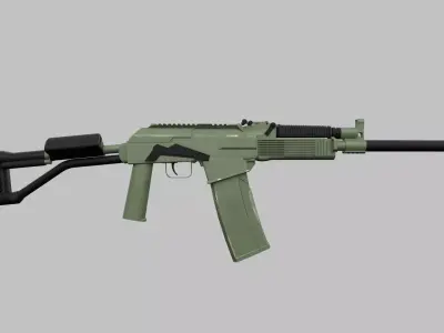 Assault rifle Low-poly 3D model 11