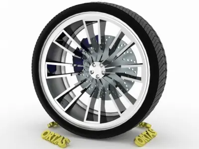 ORTAS CAR WHEEL RIM 97 GAME READY WHEEL RIM TIRE 3D model