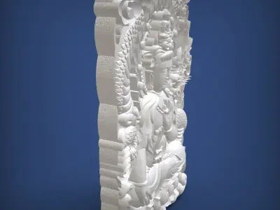 Carved panel painting STL 3D print model 7