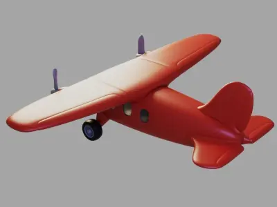 Plane toy airplane with propellers Low-poly 3D model