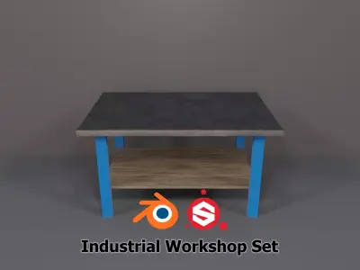 Industrial Workshop Worktable Small PBR Low-poly 3D model