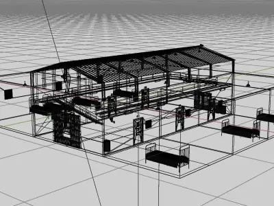prison cell with doors Low-poly 3D model