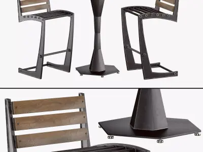 Zen Chair and Geo table 3D model