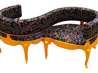Antique courting chair Low-poly 3D model buy