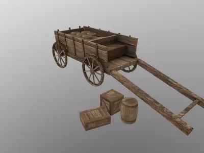  Medieval Cart  Low-poly 3D model