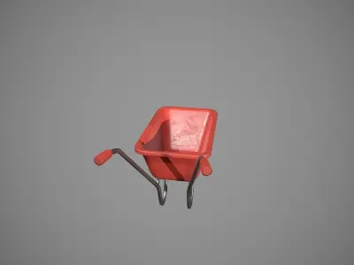 Red Wheelbarrow Low-poly 3D model purchase