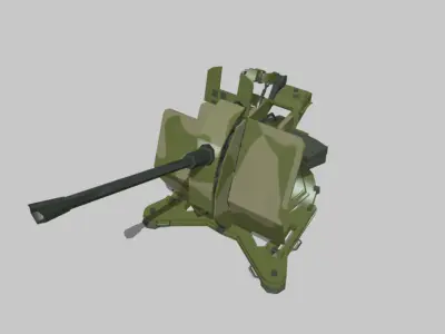 flak38 military machine gun Low-poly 3D model