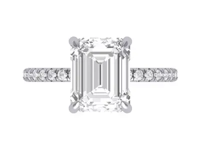 Emerald Solitaire Ring 3D print model 32