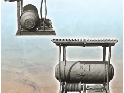 Station with tank under sheet metal roof -1- 3D print model
