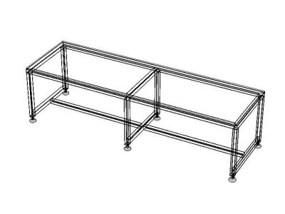 2000x600 Steel Work Table 3D model