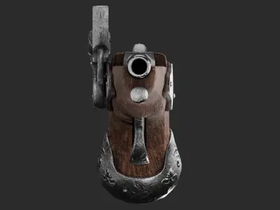 Flintlock Pistol Low-poly 3D model 2