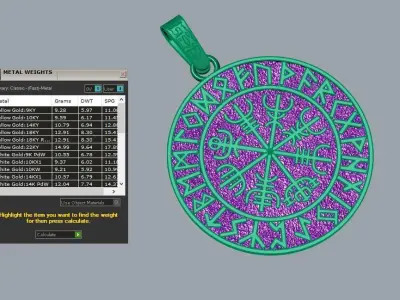 norse mythology odin logo runavon pendent 3D print model purchase