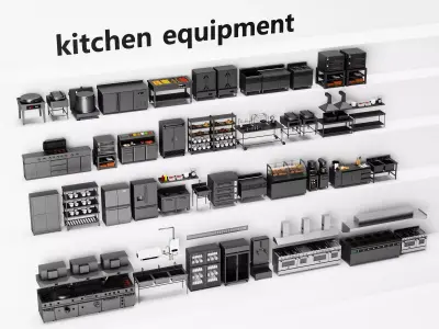 Commercial Kitchen Equipment Collection Low-poly 3D model