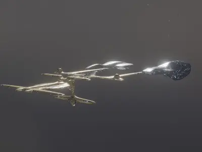 Space Station with 2 Spaceship 3D model