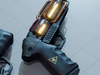 Sci-Fi Pistol Low-poly 3D model 9