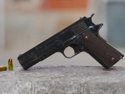 M1911 Pistol - Game Ready - PBR Textured - Rigged Low-poly 3D model