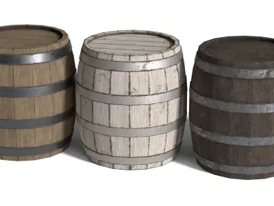 Wooden Barrels Pack Low-poly 3D model