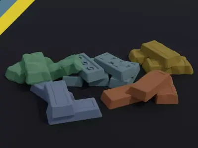 Cartoon fantasy ingots Polygonal Style Low-poly 3D model