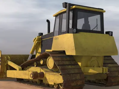 Low Poly Bulldozer v2 Low-poly 3D model