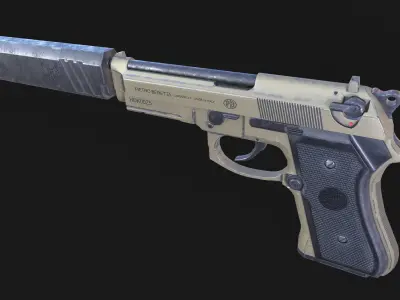 Beretta 92 Handgun Pistol Low-poly 3D model