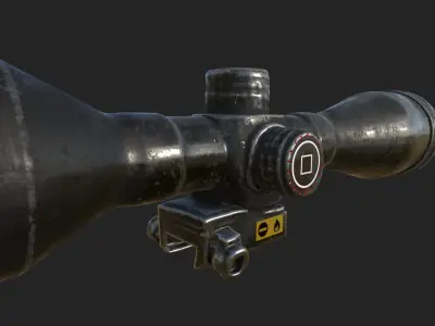 3D Sniper Scope 8X Model With Textures High Poly Low-poly 3D model