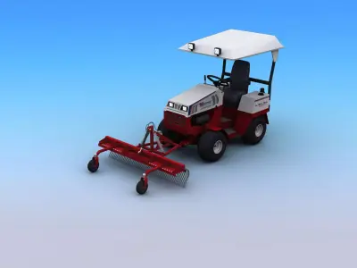 Tractors with Landscape rakes Low-poly 3D model