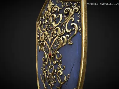Royal Shield Medieval dark fantasy weapon Low-poly 3D model