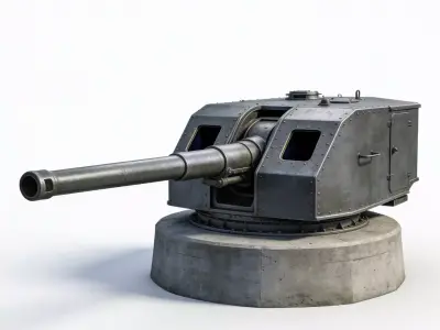 WWII Coastal Defense Battery 3D Model Low-poly 3D model