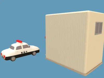 Cute Police Box -KOBAN- Set Low-poly 3D model