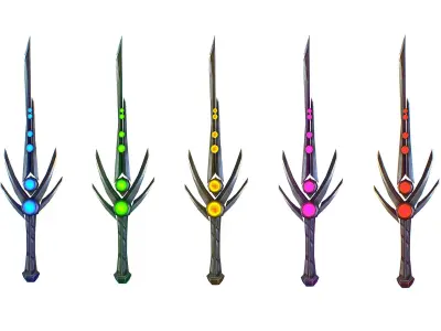 a set of cutting weapons Low-poly 3D model 5