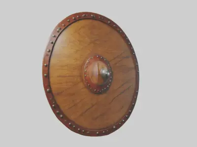Wooden shield Model Low-poly 3D model