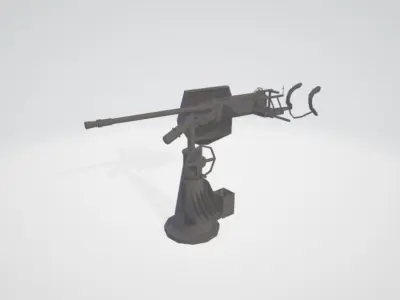 GERMAN AA GUN SINGLE WW2 Low-poly 3D model