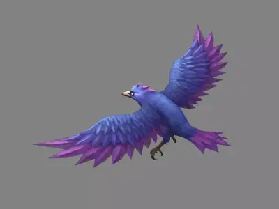 Cartoon Crow - Raven - Blue Bird Monster Low-poly 3D model
