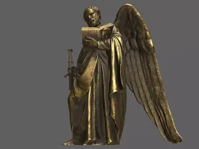 Old Man Statue Low-poly 3D model 6