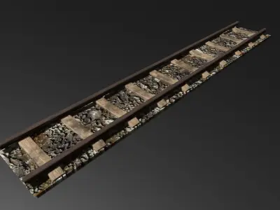 Tileable Railway Tracks and Props Pack Low-poly 3D model