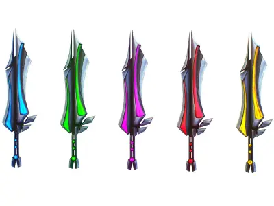 a set of cutting weapons Low-poly 3D model 7