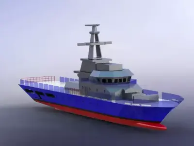 Military ship Low-poly 3D model