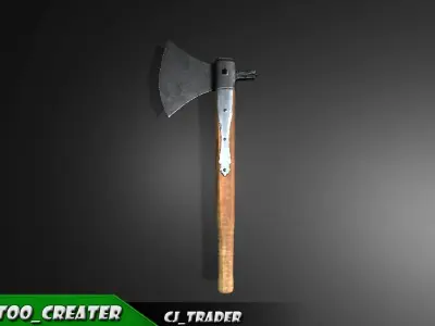 Modern Realistic Medieval PBR Axe Lowpoly 3d model Low-poly 3D model