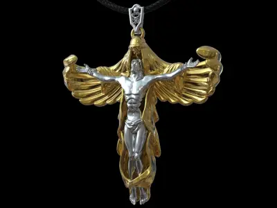 Jesus Christ ascension cross necklace 3D print model
