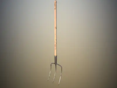 Game Ready Pitchfork 3 spikes Farming Tool PBR Low-poly 3D model