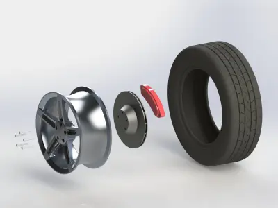 Car Wheel 3D model V2