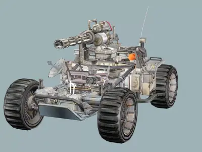 Post-Apocalypse Buggy Car I With Gunholder 3D Model Low-poly 3D model