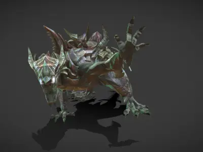 Fantasy Creature - Combat Dinosaur Low-poly 3D model